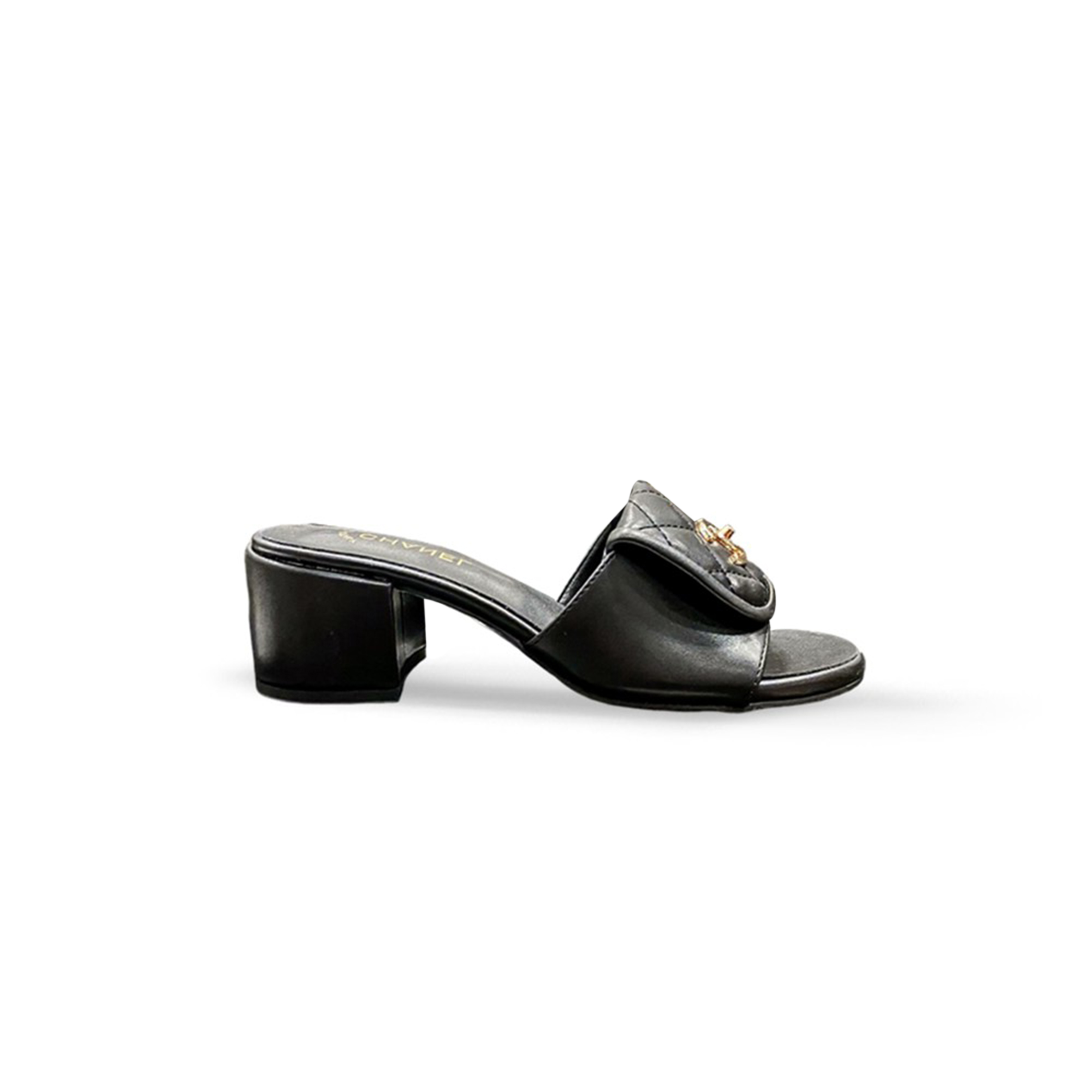 CHANEL LAMBSKIN QUILTED TURNLOCK SLIPPERS MULES